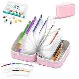Waterproof Pill Organizer Set, Waterproof Pill Pouch Set with 14 Color-Coded Pouches, Travel Medicine Organizer, 7-14 Day Portable Pill Case, Reusable Zipper Binder Storage (Rosa)