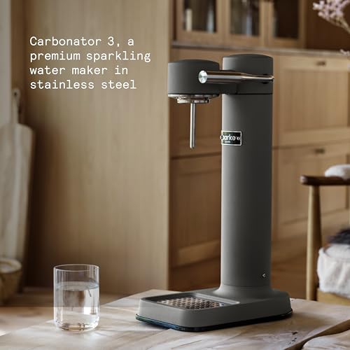 Image of Aarke Carbonator 3 - Premium Sparkling Water Maker, Matte Grey | Stainless steel, Cordless soda maker for home, Carbonated water machine, BPA-free PET bottle included