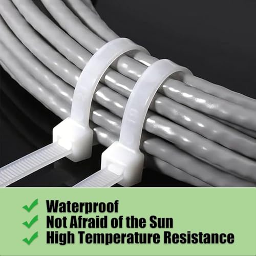 Image of bvslf 300 MM x 3.6 MM | 100 PCS | Heavy Duty Strong 30 cm Long Self Locking Cable Zip Tie for Cable Management Luggage Packing Electrical Lock Cable Tie | 12 inch Premium Nylon Zip Ties | White