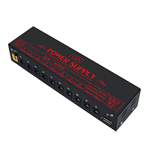 VSN Guitar Pedal Power Supply 10 Isolated DC Output for Power Supply 9V/12V/18V DC Outputs & USB Charging Port with Short Circuit/Overcurrent Protect - Thumbnail 6