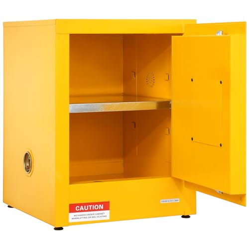 VEVOR Armário de segurança inflamável, 30 litros, aço galvanizado amarelo