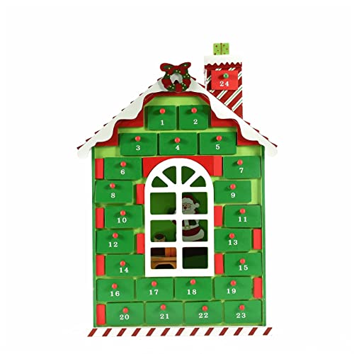 ZyCC Calendrier de Noël en bois avec pendentif compte à rebours, décoration de maison, boîte de rangement pour bijoux, bonbons (couleur : vert) Cover