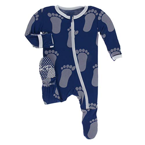 KicKee Pants Print Footie with Zipper, Fitting Long Sleeve Pajama Baby Bodysuit, Ultra Soft Everyday One Piece Loungewear