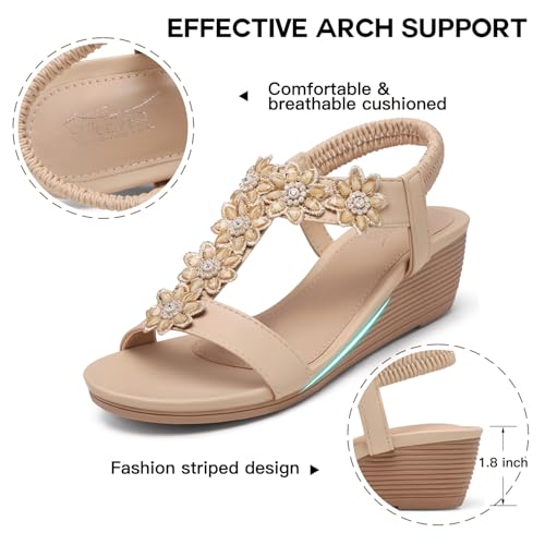 Image of SHIBEVER Wedge Sandals for Women Dressy: Summer Platform Comfortable Low Wedges Womens Sandal