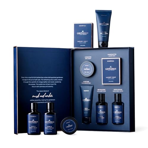 Kimirica Gift Set For Men's The Gentlemen Experience Set 5in1 Grooming kit for Mens,Boyfriend, Husband & Brother For Anniversary, Birthday & All Ocassions With Goodness of Niacinamide & Hylauronic Acid