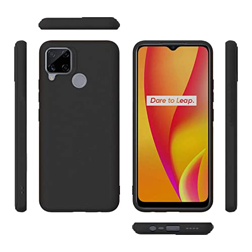 Image of Mobile Back Cover Case for Realme C15 (Silicone Case|CameraProtection|Black SC1510)