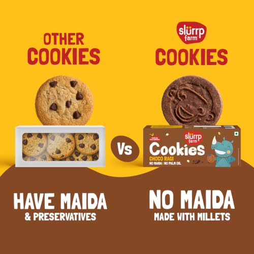 Image of Slurrp Farm No Maida No Palm Oil Choco Ragi Multigrain Cookies | Yummy Biscuits made with Ragi, Jowar and Whole Wheat Flour | Tasty Cookies for Kids | 80g