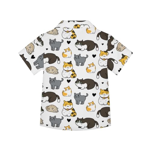 GLUDEAR Boys Girls Hawaii Shirt Cute Cat Print Casual Short Sleeve Button Down Shirts Blouse Tops2