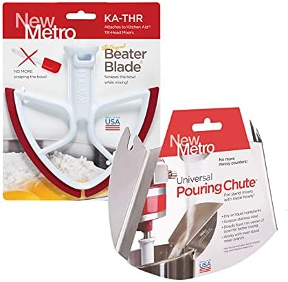 New Metro Design PC-THR BeaterBlade and Pouring Chute Set, compatible KitchenAid 4.5 Qt Tilt Head Stand Mixer, Red
