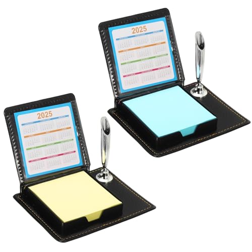 Porte-notes en cuir PATIKIL avec stylo | Organisateur de bureau chic jaune et bleu