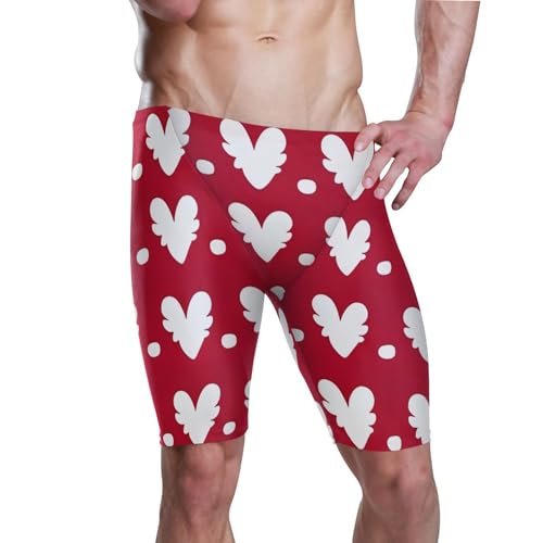UMIRIKO Valentine's Day Heart Men's Swimsuit Swim Jammers L B0401218