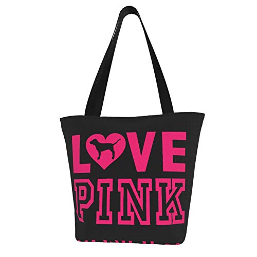 Victoria Secret Love Pink Canvas Tote Bag Casual Shoulder Handbag For Women