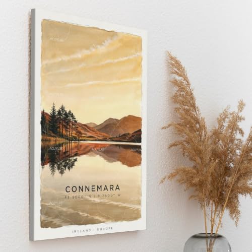 Poster Connemara aquarelle vintage 50x75 cm impression de paysage urbain de style rétro