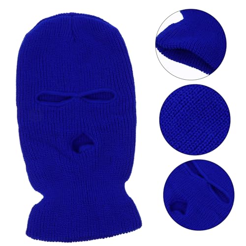 Balaclava cálida para hombres y mujeres, cubreboca tejido para exteriores, protector de cuello resistente al viento, diseño de lana azul miniatura 5