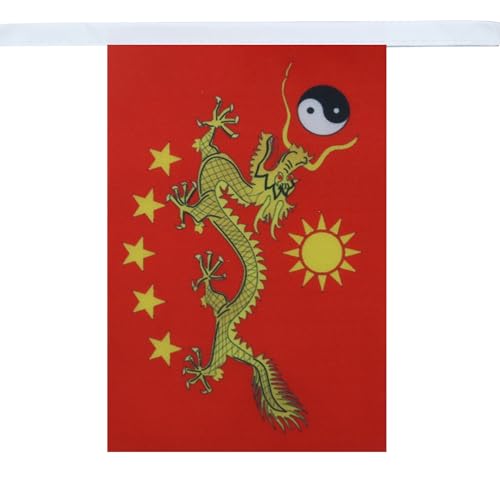 Image of AZ FLAG Imperial China New 6 meters BUNTING Flag 20 flags 9'' x 6'' - imperial Chinese STRING flags 15 x 21 cm