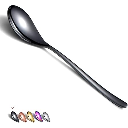 Edelstahl Suppenlöffel 6er Set - Runde Löffel Mit Langem Griff