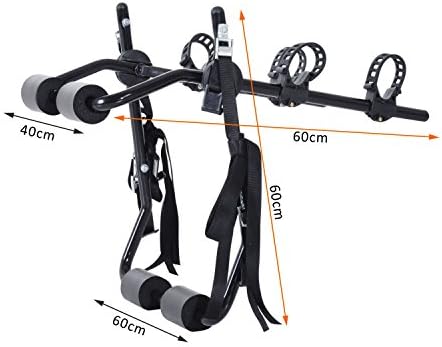 HOMCOM 2 Bike Bicycle Carrier Car Back Rack Rear Mounted Universal Travel Transit - Black