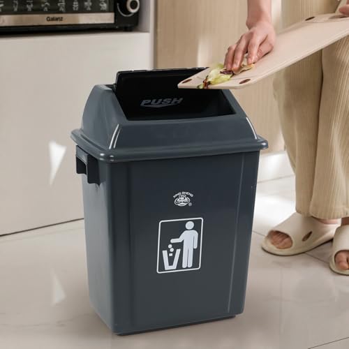 Caneca de basura con tapa basculante 5 galones, gris 4 unidades miniatura 3