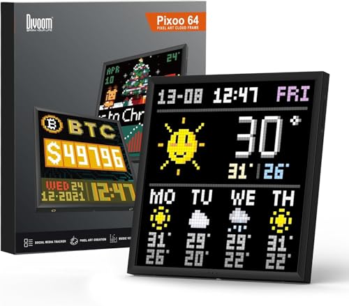 Amazon.co.jp: 【多機能ピクセル時計】Divoom Pixoo 64 置き時計