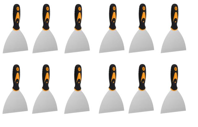 Image of AASONS 4 Inch Tempered Steel Paint Scraper Putty Knife, Painting Tools, Spackle Knife, Wallpaper Scrapping, Painters Tool, Crown Molding Tool, Paint Remover Scrapper with Handle (Pack Of 12)