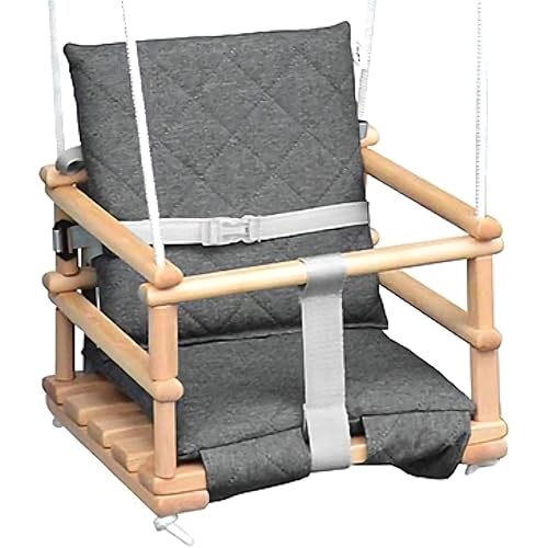 Holz Babyschaukel, Kinderschaukel, Schaukel f&uuml;r Kinder Schaukel 3 in 1 + SICHERHEITSGURT, Kleinkindschaukel, Baby schaukel und Schaukelsitz, Kinder schaukel Holz Indoor Outdoor