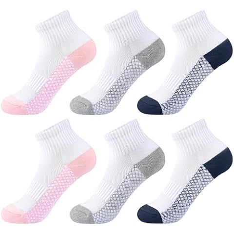 Kids Ankle Socks Girls Cushioned Athletic Quarter Socks Boys Cotton Short Socks Sports 4-7 Years Children 6 Pairs (GNP Set, S) Cover