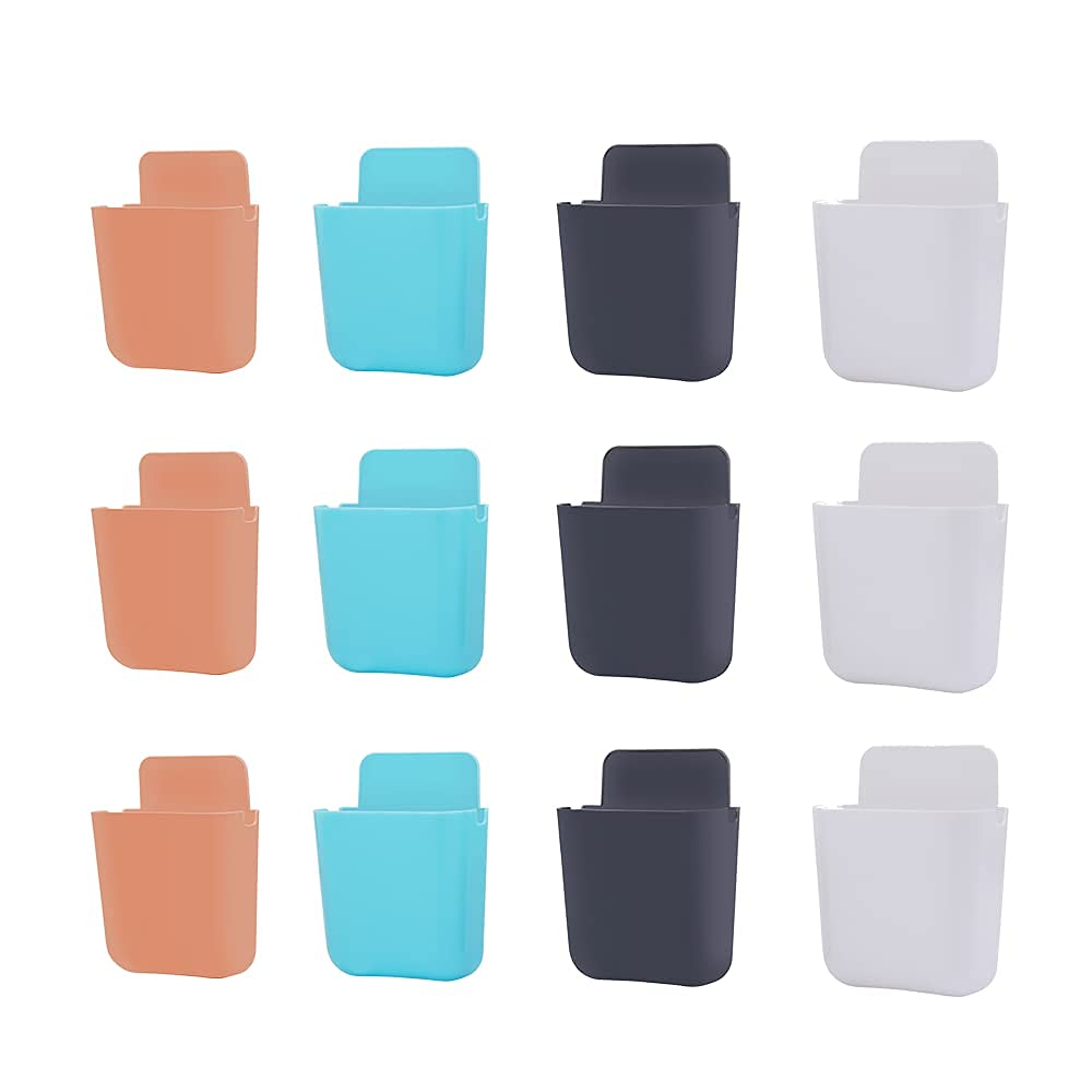 Pack of 12 Multicolor,Multipurpose ABS Plastic Storage Organizer for Mobile, AC/TV Remote, Keys | Self-Adhesive Wall Pouch for Home & Office-image-46