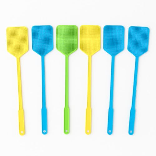 6x Fly Swatter Manual Fly Catcher with Long Handle Insect Mosquito Zapper Long Handle Bug zapper for Indoor and Outdoor Racket Fly Killer (pack of 6)