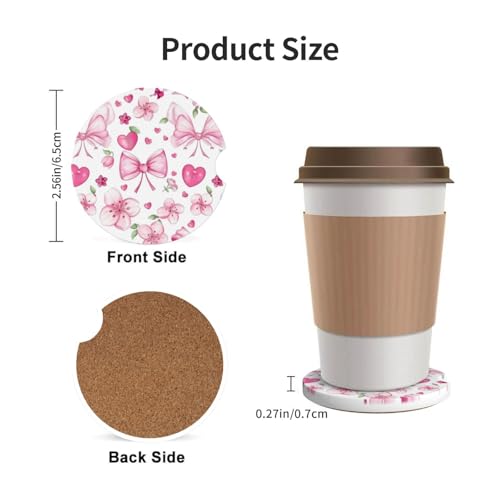 2 piezas posavasos absorbentes para auto color rosa miniatura 3