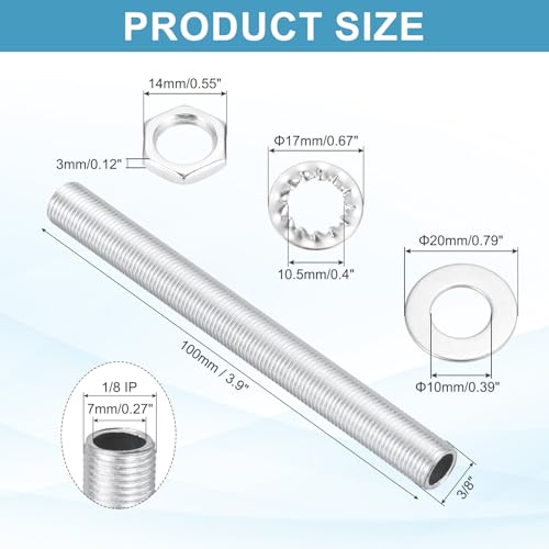 Image of MECCANIXITY 70Pcs 3.9 inch Lamp Pipe Kit with Nuts Washers 1 /8IP Thread Fasteners Assortment for Chandelier Ceiling Light Repair Assembly DIY Hardware