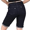NOROZE Womens Denim Shorts – Ladies Knee Length Stretch Jean Shorts with Pockets – Rolled Hem Summer Bermuda Shorts for Women UK – Lightweight Casual Fit – Sizes 8 to 20 Black #1