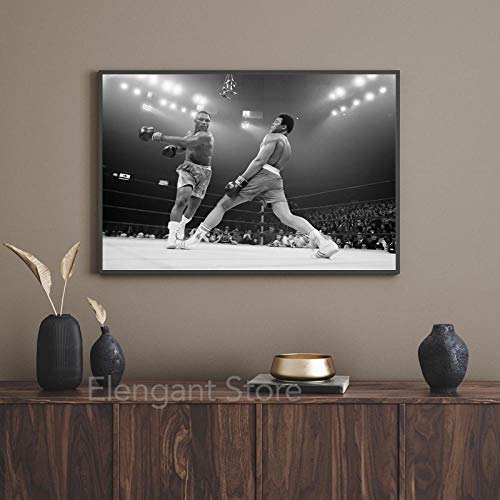 PHGFK Joe Frazier Gegen Muhammad Ali Fotoplakat Der Kampf des Jahrhunderts Im Madison Square Garden In New York City Leinwanddruck Fitnessstudio Dekor 50x70cm Ungerahmt K106