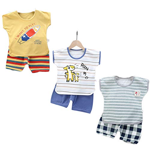 DEYOU - Juego de 3 camisetas de manga corta para niños y niñas (6 unidades) Cover