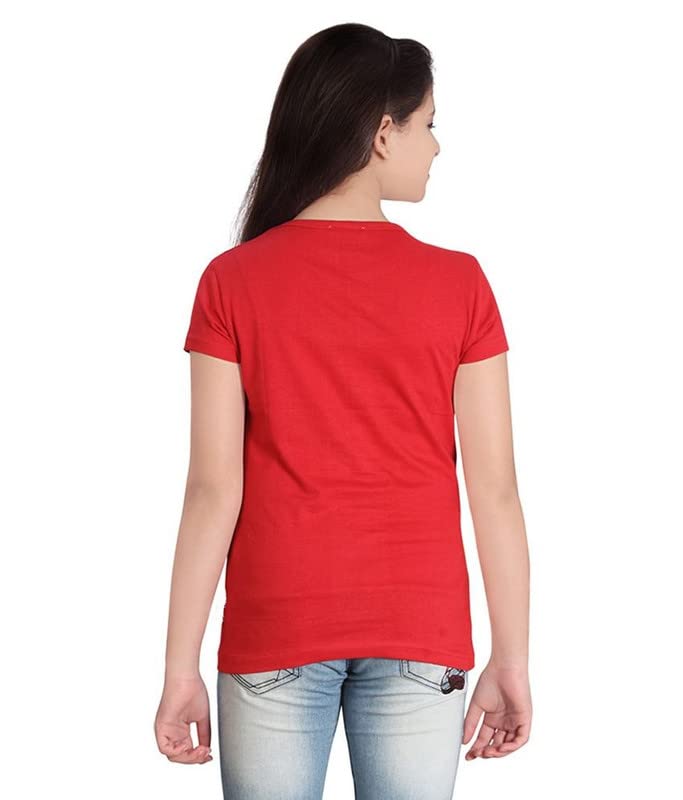Image of Plain Casual Black Cotton Round Neck Half Sleeve Girls T-Shirt
