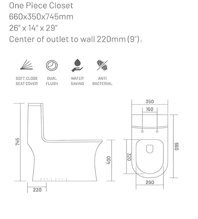 Image of B Backline 5D Siphonic Rimless Flushing Commode /One Piece Ceramic Western Toilet /European Commode /Water Closet S Trap 9 inch Outlet Is From Floor For Bathroom - (White) (7 Years Color Warrenty)