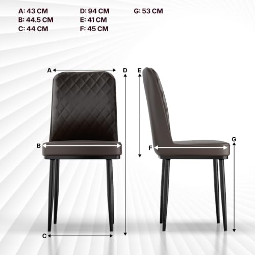 Image of IKON Premium Leather Dining Chair with Cushioned Seat & Metal Legs | Premium Accent Chair for Living Room, Bedroom & Balcony | D.I.Y (Vintage Brown)