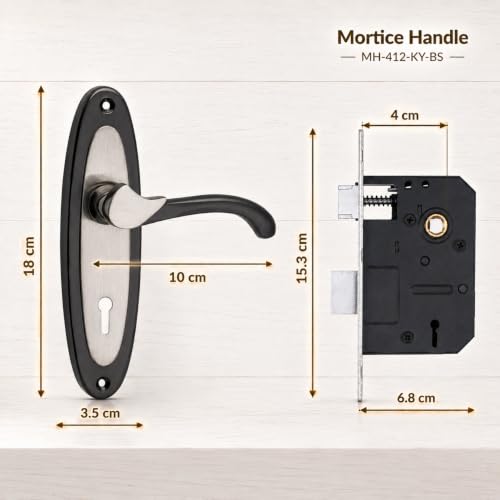 Image of Atom Heavy Duty Mortise Door Lock for Bedroom, Living Room, Main Door, Black Silver Finish | 3 Keys | 6 Lever Double Stage Lockset for House Hotel Office(412KY)