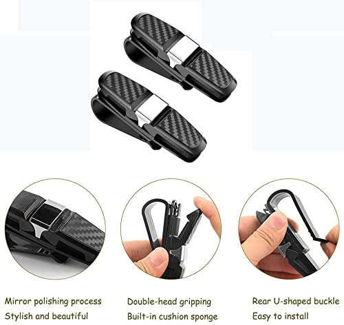 2 Porte-Lunettes Voiture Linvshi Shop - Clip Pare-Soleil - Rotation 180° - Pour Lunettes De Soleil Et Cartes