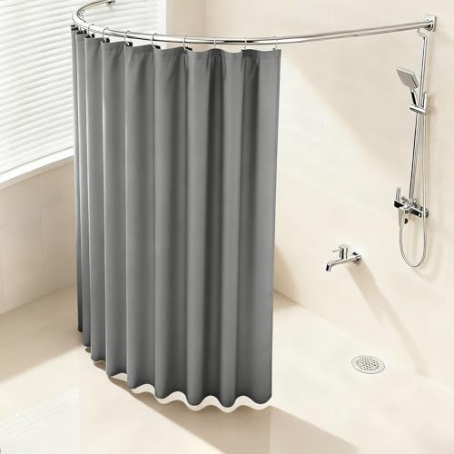 Bathroom Shower Curtain, 71 * 79 Inch Waterproof Quick-Dry Machine Washable Reusable Modern Shower Curtain with Hooks,Easy Installation Multi-Scenario Applicable Long Shower Curtains,Grey - image 4