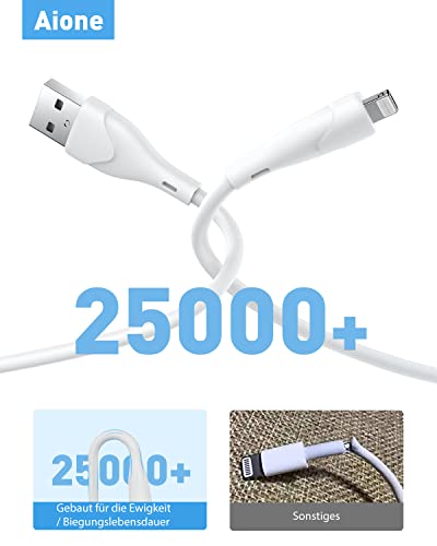 Aione iPhone Ladekabel, Lightning Kabel 1.8M 3Pack MFi Zertifiziert Ladekabel iPhone Schnellladekabel Langes USB iPhone… – Bild 6