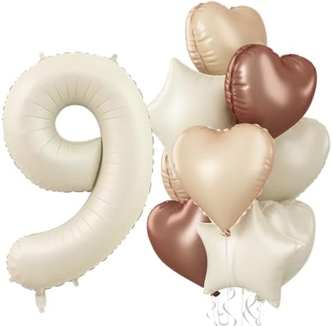 Nude 18 Balloons Decor for Girls, Beige Apricot Brown Tan Heart Balloon, Sand White 18 Balloon Boho Decor, Neutral Cream Foil Star Balloon for Kids 18th Birthday Wedding Anniversary Party Decoration