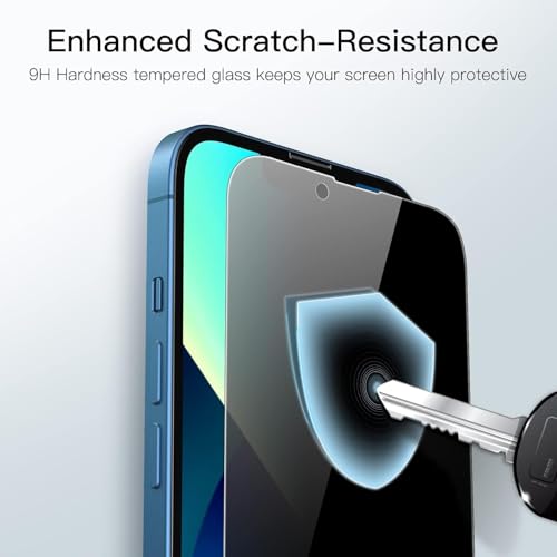 Image of Tempered Glass Full Screen Protector Compatible For Privacy iPhone 13 /13 Pro / 14 (6.1 Inches) (Black) Edge To Edge Full Screen Coverage With Easy Installation Kit,Pack Of 1