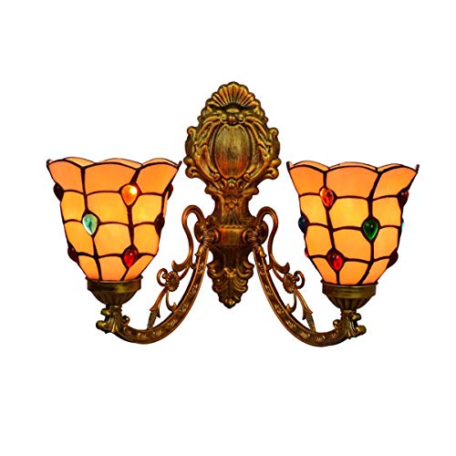 2-arm Wandleuchte Lampe Stil Mittelmeer Wandleuchten Mit 6-Zoll-Vintage-glasmalerei Schatten Für Schlafzimmer Wohnzimmer Flur Balkon E27 A.