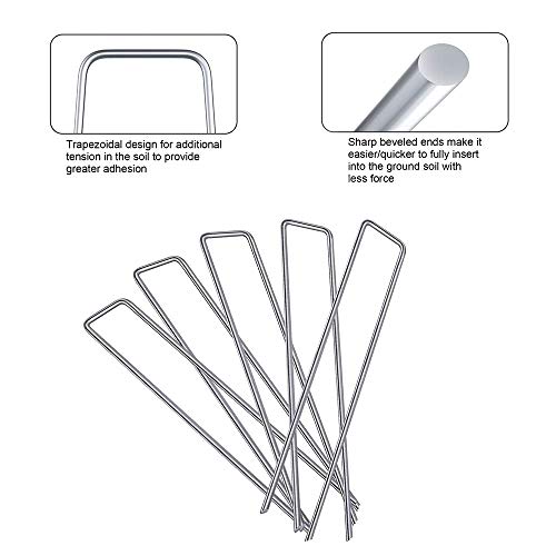 200 Pack 6 Inch Garden Staples Landscape Spikes Anchoring Pin Galvanized Steel Weed Barrier Fabric Ground Cover - Thumbnail 4