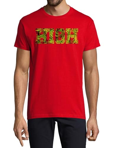 T-shirt rouge HIGH Smoker's Chill Art idéal pour un look urbain décontracté