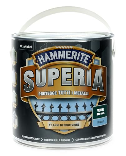 Hammerite Superia smalto metallo antiruggine interno e esterno, Brillante Verde, 2.5 L