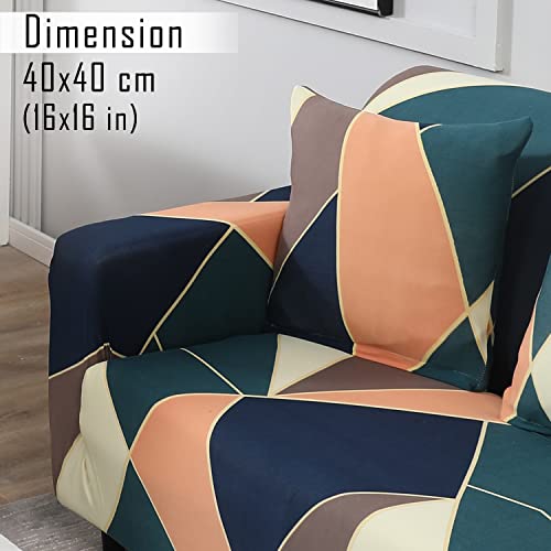 Image of HOKIPO Polyester Blend Stretchable Cushion Cover 16x16, Pack of 4 (AR-4098-D14*4), (40 x 40cm),Multicolor