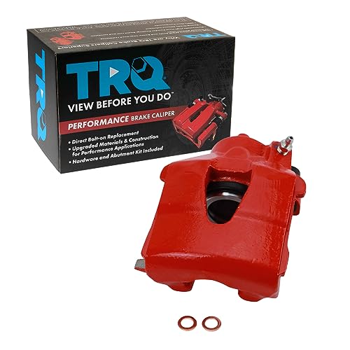 Image of TRQ Front Left Brake Caliper Performance Red Drivers Side