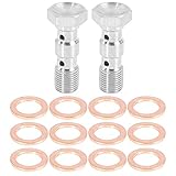 X AUTOHAUX 2 Set M10x1.0 Metric Thread Double Banjo Bolt Brake Fitting Adapter with Washers for...