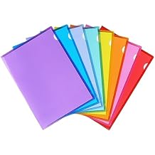 Tamaki 16 Pack Clear Plastic Folders Sleeves, Plastic Sleeves for Documents Transparent Paper Poly Jacket Sleeves Folders, 8 Assorted Colors